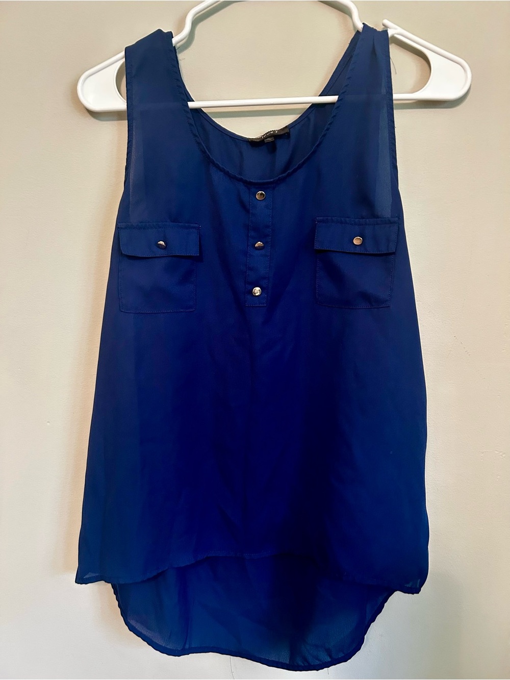 love J Deep Blue Buttoned Tank Top - Picture 1 of 5
